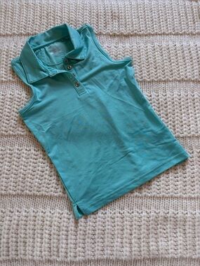 Garb Girls Sleeveless Golf Polo Tank in Aqua